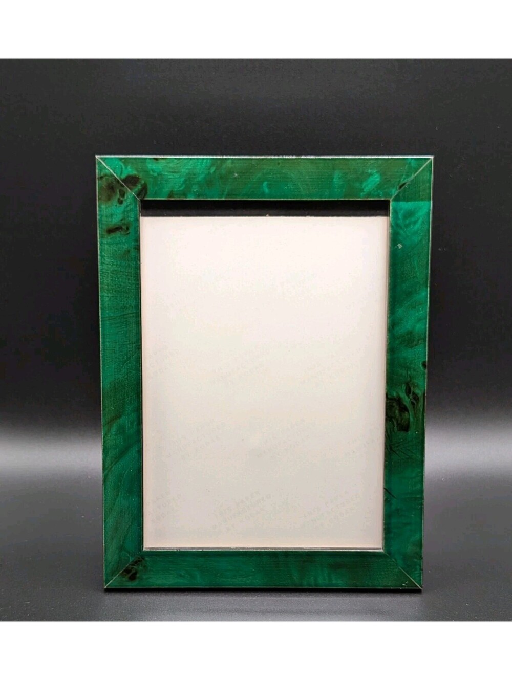 Vintage Emerald Green Marbled Wood Picture Frame 5x7 Velvet Back Easel